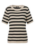 Halbarm Feinstrick-Pullover geringelt /
