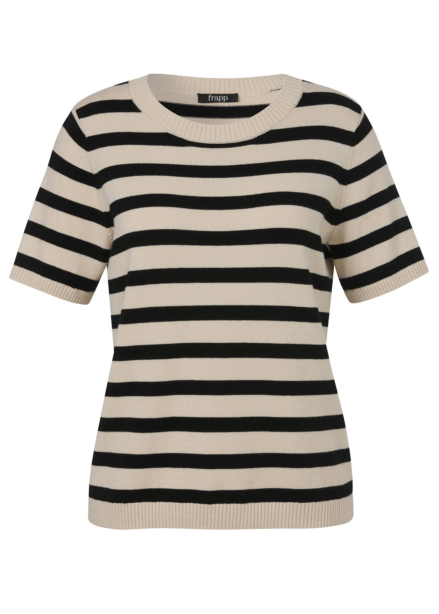 Halbarm Feinstrick-Pullover geringelt /