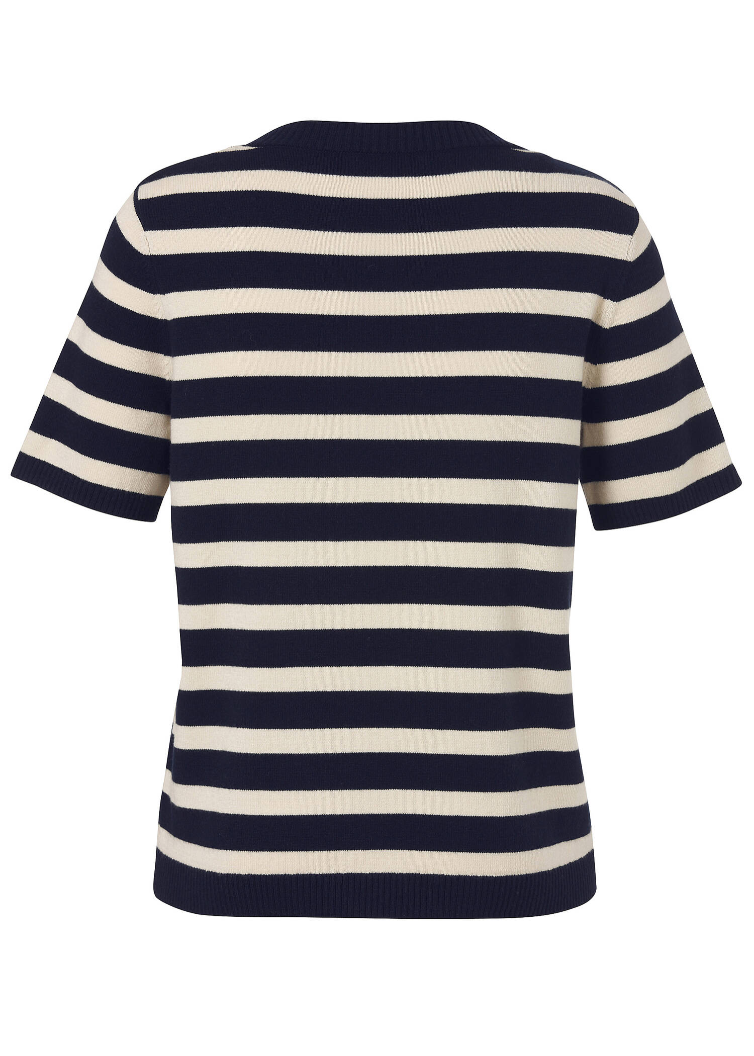 Halbarm Feinstrick-Pullover geringelt / 