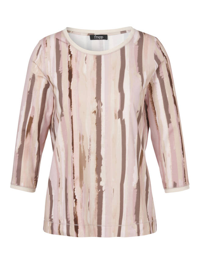 Softes 3/4-Arm Baumwoll-Jersey Shirt in femininer Farbharmonie powder multicolor Frontansicht
