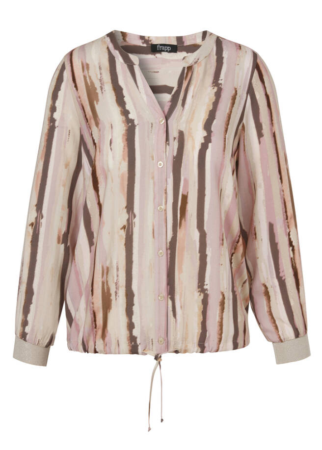 Fließende Viskose-Print-Bluse im Blouson-Style powder multicolor Frontansicht