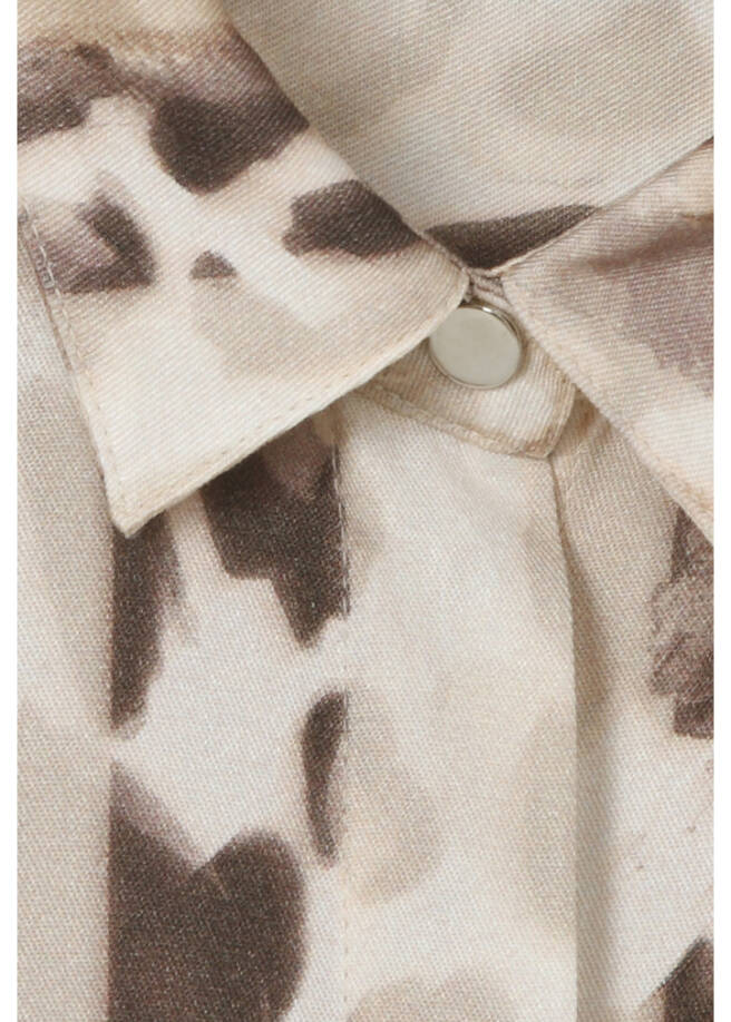 Edle Viskose-Print-Bluse mit abnehmbarer Schleife /