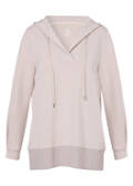 Zartrosa Kapuzen-Sweatshirt mit gestricktem Rippbund /
