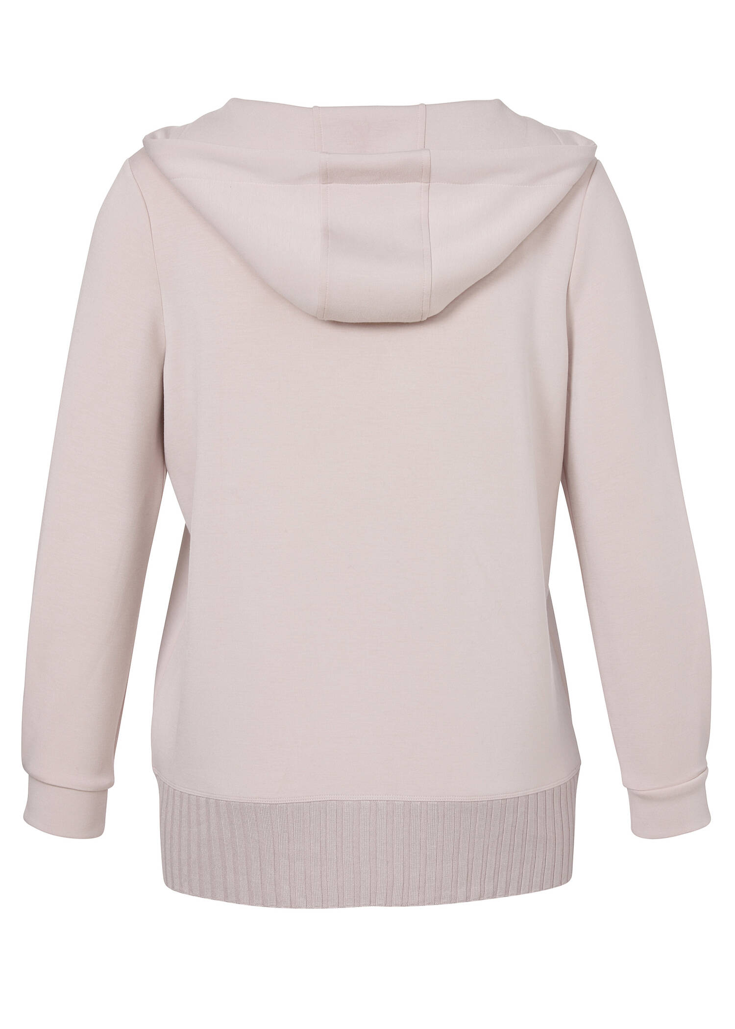 Zartrosa Kapuzen-Sweatshirt mit gestricktem Rippbund /