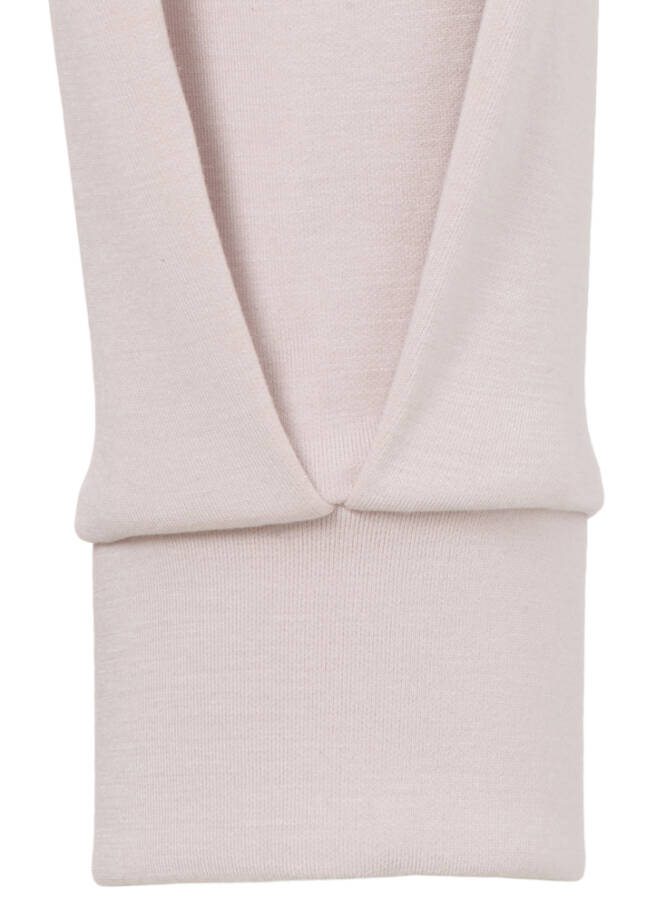 Zartrosa Kapuzen-Sweatshirt mit gestricktem Rippbund /