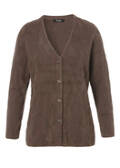 Moderne Strickjacke in Nougat mit Plüschmuster /