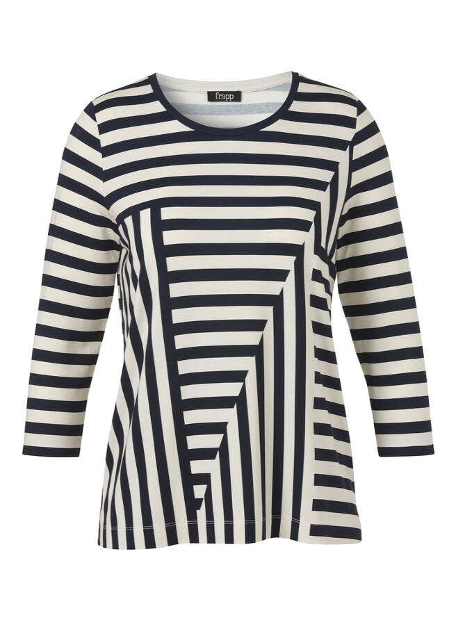 3/4-Arm Viskose-Jersey Shirt mit Streifenmuster navy / butter Frontansicht