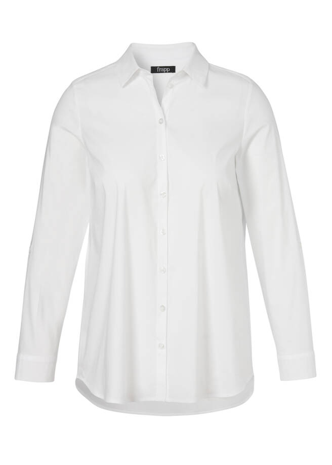 Weiße Baumwoll-Stretch Bluse cream white Frontansicht