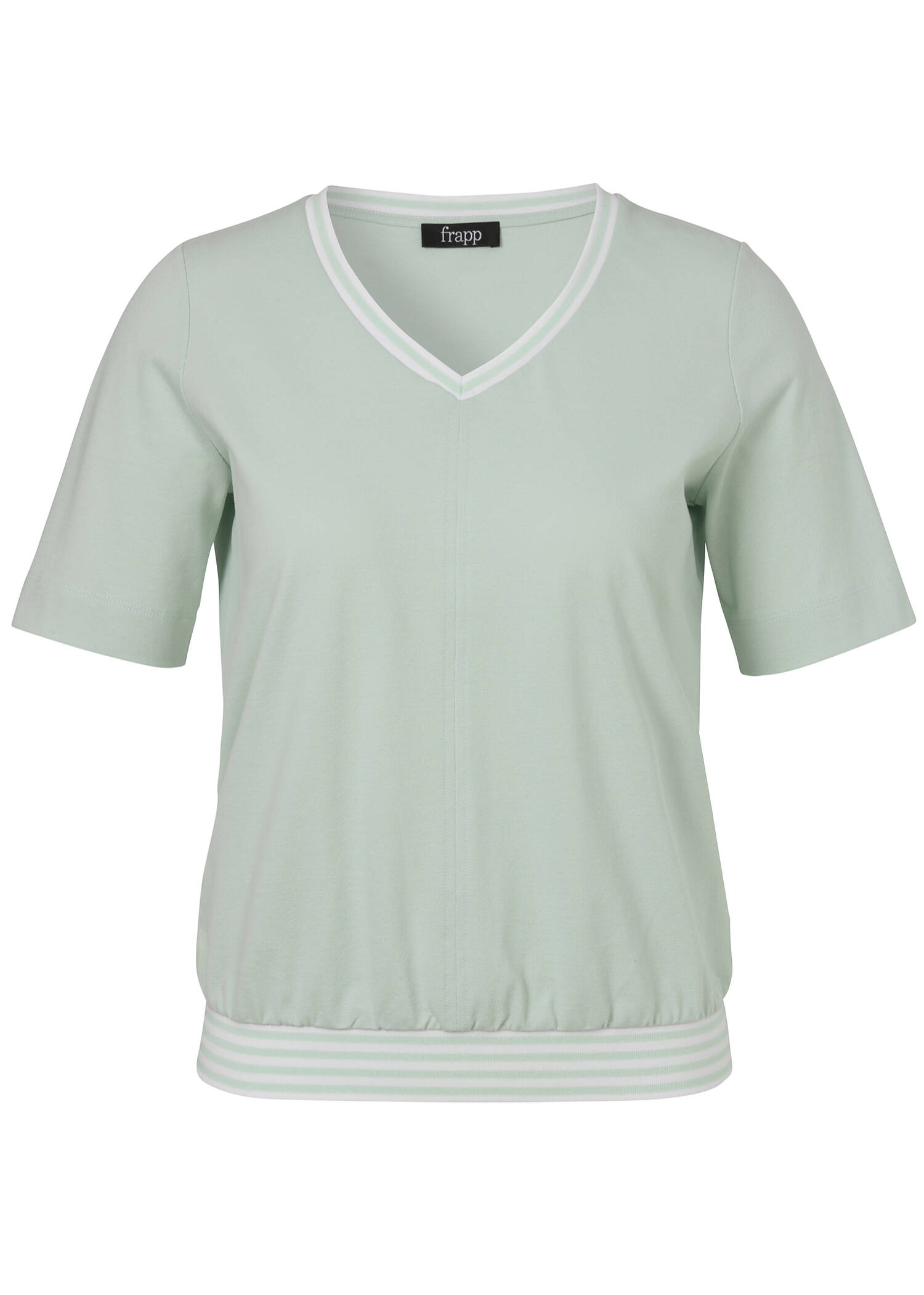 Edles Halbarm-V-Shirt Baumwoll-Piqué / 