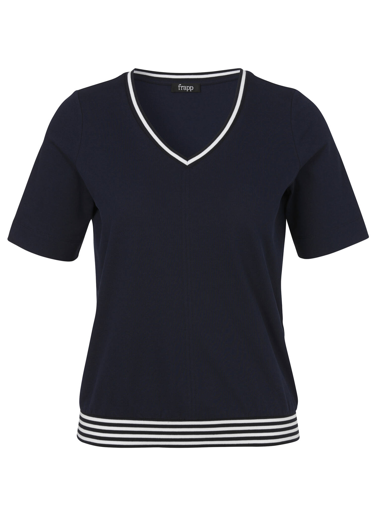 Edles Halbarm-V-Shirt Baumwoll-Piqué / 