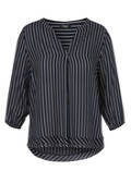Zarte 3/4-Arm Viskose Schlupfbluse mit Längsstreifen / 