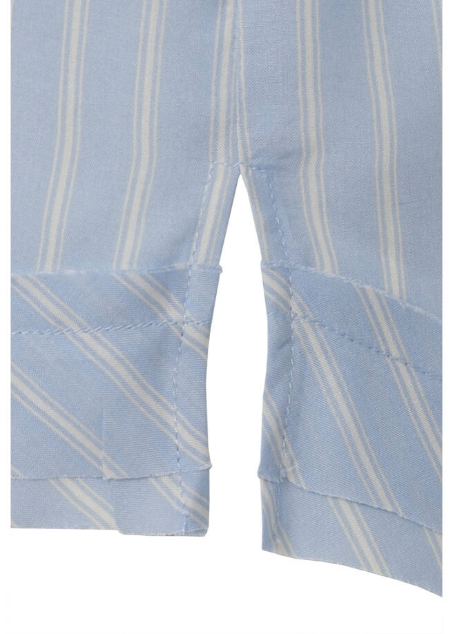 Zarte 3/4-Arm Viskose Schlupfbluse mit Längsstreifen / 