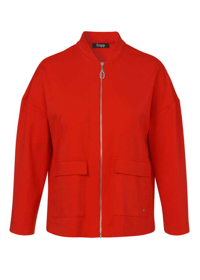 Stehkragen-Jacke mit Zipper red Frontansicht