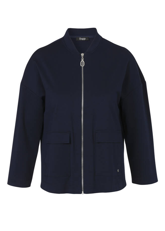 Stehkragen-Jacke mit Zipper navy Frontansicht