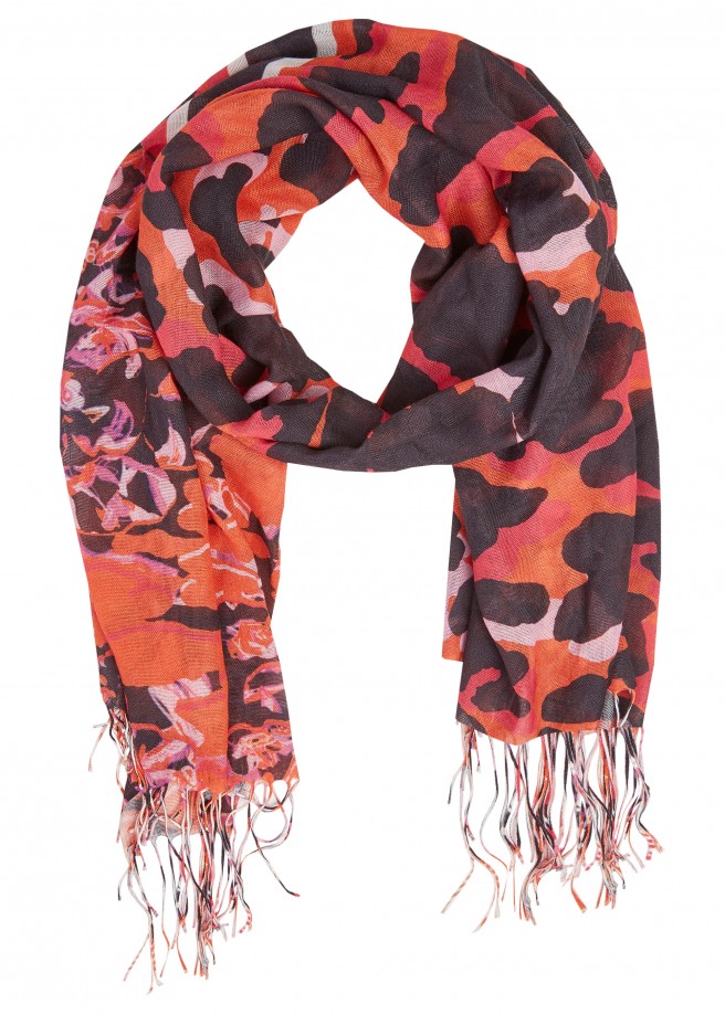 Fröhlicher Schal mit Mustermix orange multicolor Frontansicht