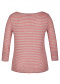 Feminines T-Shirt mit geschlitzten 3/4-Ärmeln und Allover-Ringeln /